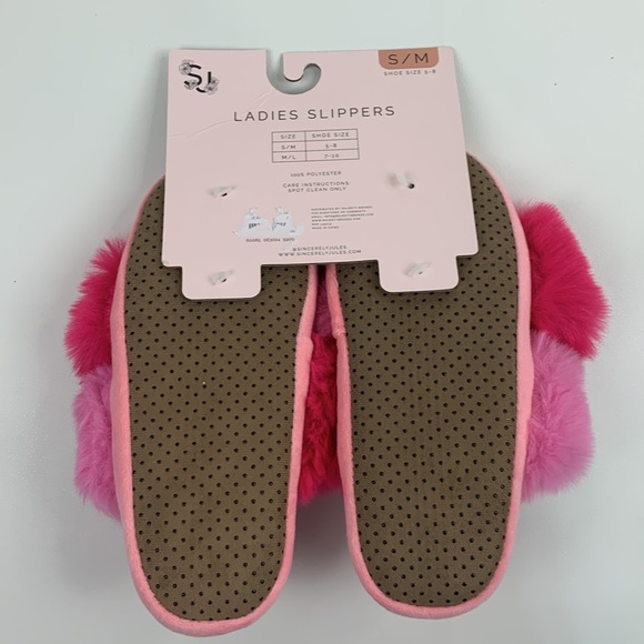 Sincerely Jules Pink Fuzzy Slippers Size Medium Cushion Cross over New NWT - Picture 6 of 12